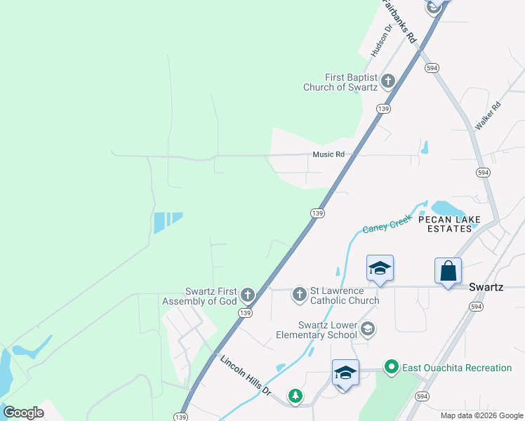 map of restaurants, bars, coffee shops, grocery stores, and more near 153 Burks School Road in Monroe