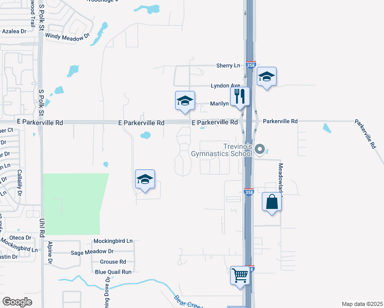 map of restaurants, bars, coffee shops, grocery stores, and more near 1011 Cardinal Drive in DeSoto
