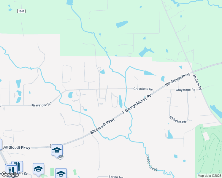 map of restaurants, bars, coffee shops, grocery stores, and more near 2642 Graystone Road in Longview