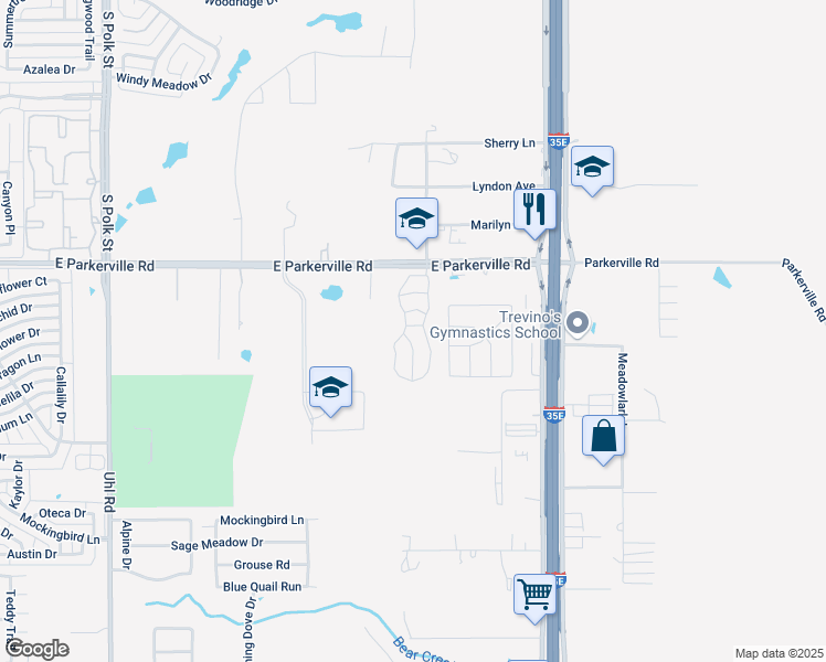 map of restaurants, bars, coffee shops, grocery stores, and more near 1204 Swan Drive in DeSoto