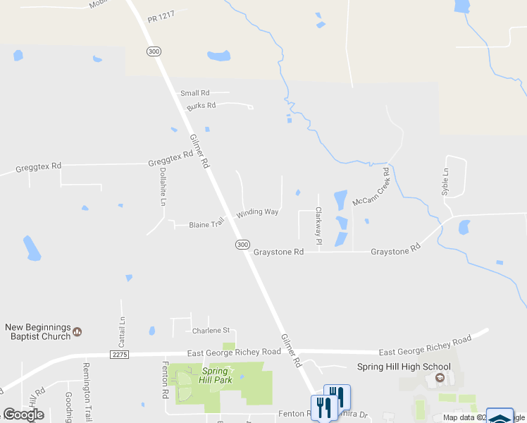 map of restaurants, bars, coffee shops, grocery stores, and more near 4010 Winding Way in Longview