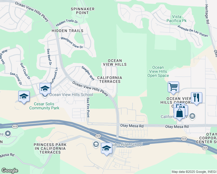 map of restaurants, bars, coffee shops, grocery stores, and more near 1276 Seagreen Place in San Diego