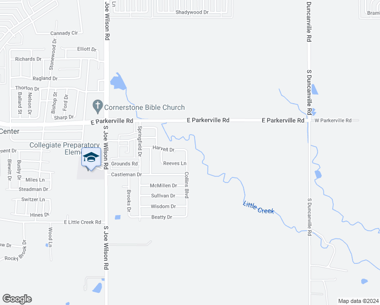 map of restaurants, bars, coffee shops, grocery stores, and more near 823 Collins Boulevard in Cedar Hill
