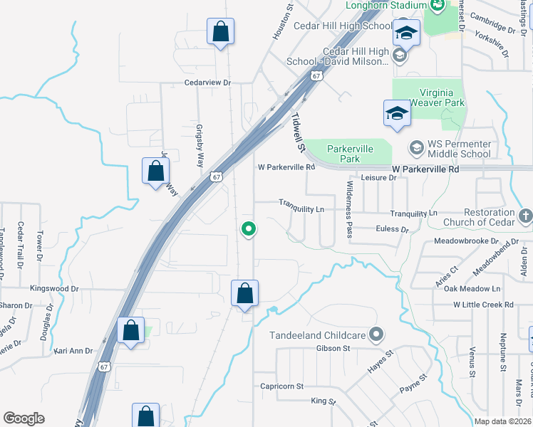 map of restaurants, bars, coffee shops, grocery stores, and more near 777 Web Place in Cedar Hill