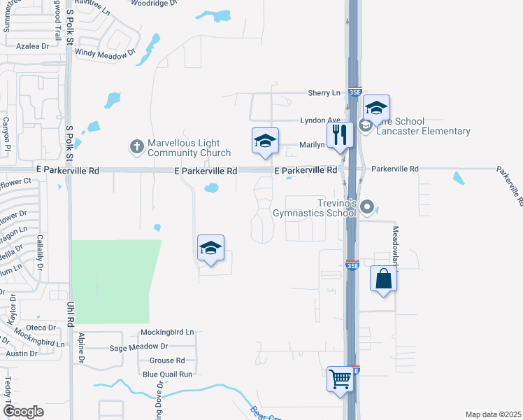 map of restaurants, bars, coffee shops, grocery stores, and more near 1014 Gold Finch Drive in DeSoto
