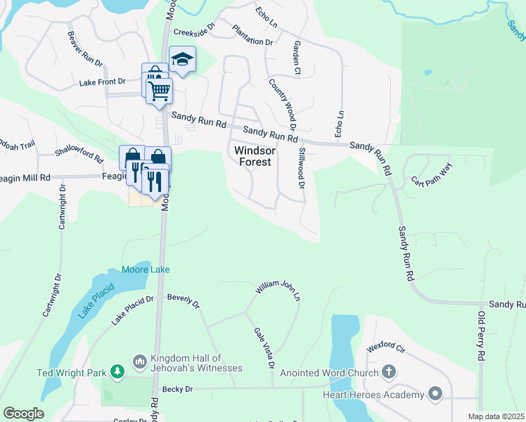 map of restaurants, bars, coffee shops, grocery stores, and more near 102 Colonial Oaks Drive in Warner Robins