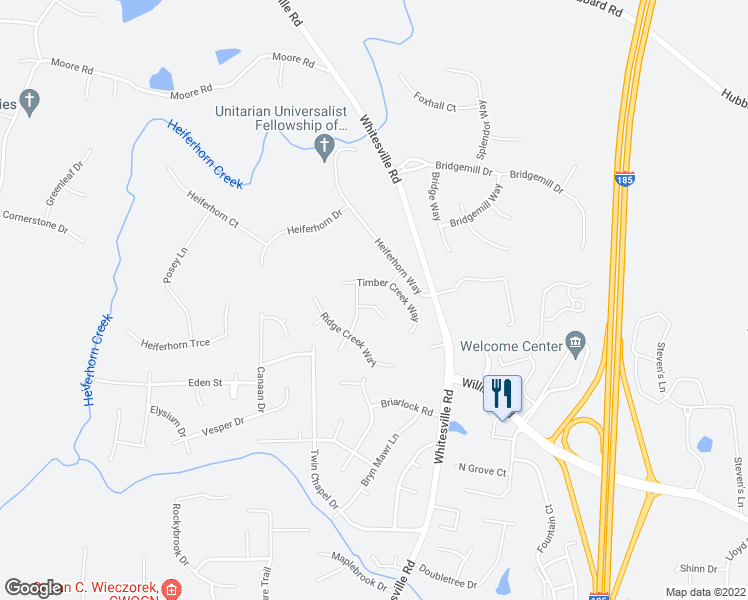 map of restaurants, bars, coffee shops, grocery stores, and more near 807 Timber Creek Court in Columbus