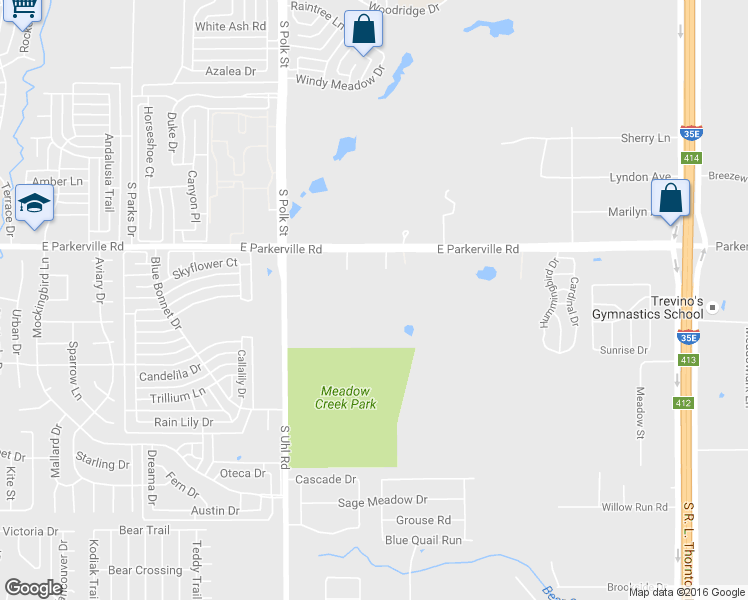 map of restaurants, bars, coffee shops, grocery stores, and more near 910 East Parkerville Road in DeSoto