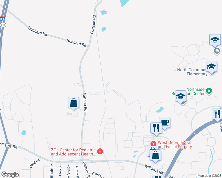 map of restaurants, bars, coffee shops, grocery stores, and more near 8484 Fortson Road in Columbus