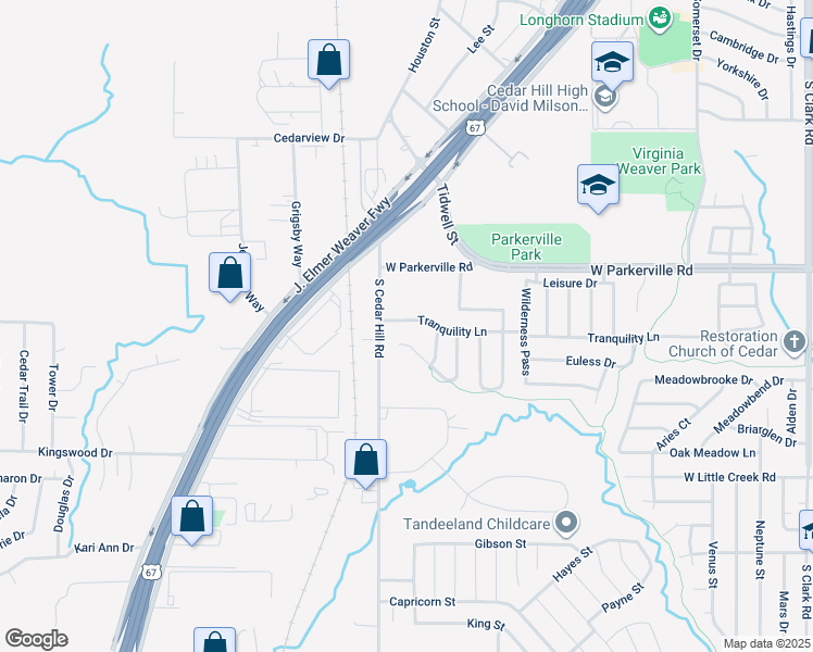 map of restaurants, bars, coffee shops, grocery stores, and more near 768 Tranquility Lane in Cedar Hill