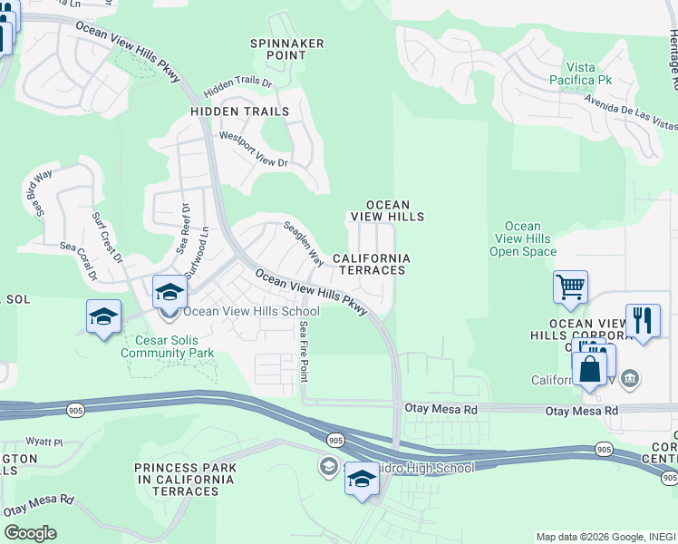 map of restaurants, bars, coffee shops, grocery stores, and more near 1233 Sandy Cape Court in San Diego