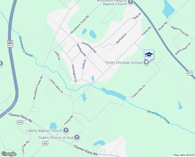 map of restaurants, bars, coffee shops, grocery stores, and more near 223 County Road 568 in Dublin