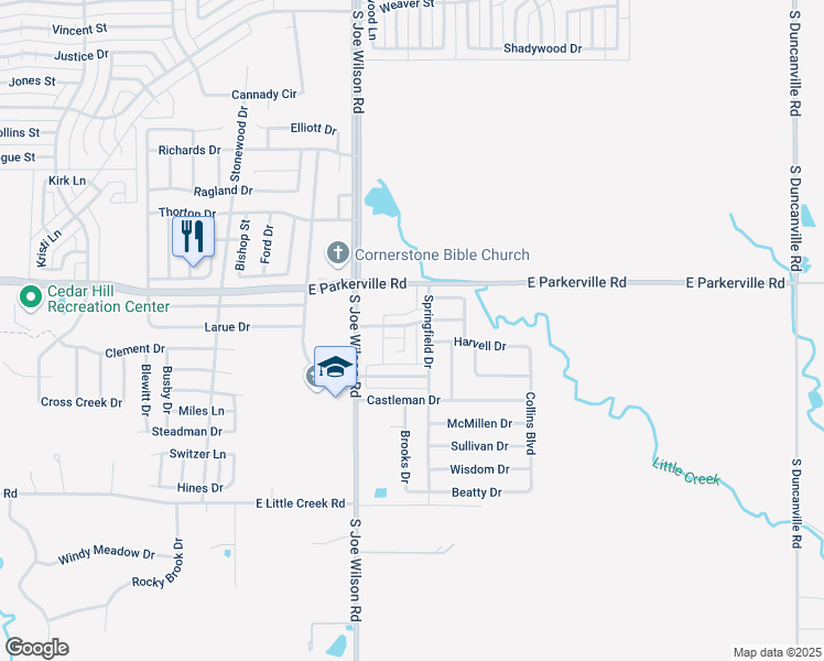 map of restaurants, bars, coffee shops, grocery stores, and more near 815 Witherspoon Court in Cedar Hill