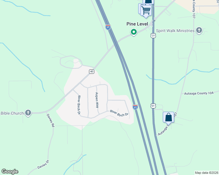 map of restaurants, bars, coffee shops, grocery stores, and more near 1927 Cedar Ridge Loop in Prattville