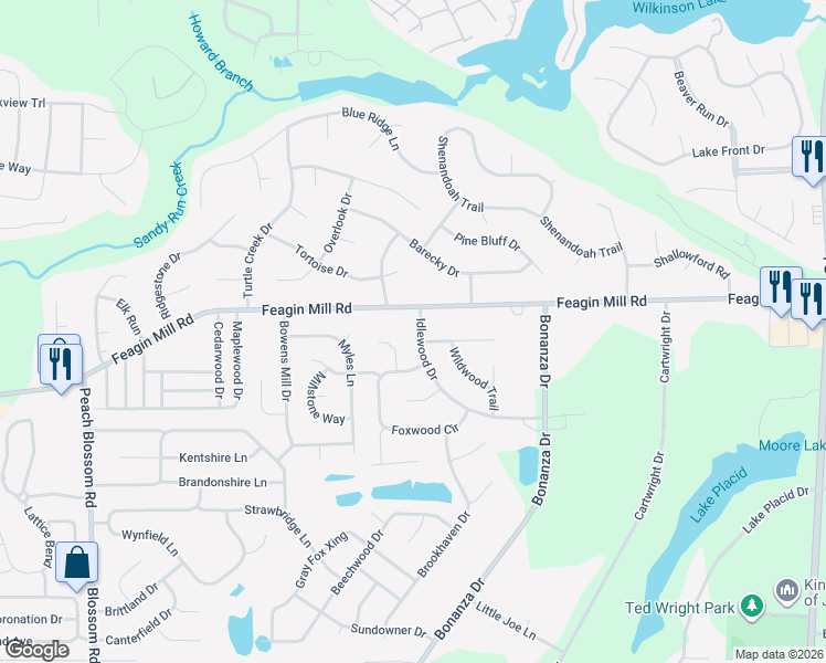 map of restaurants, bars, coffee shops, grocery stores, and more near 105 Idlewood Drive in Bonaire