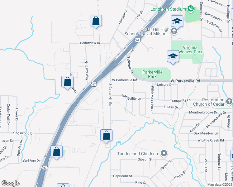map of restaurants, bars, coffee shops, grocery stores, and more near 773 Tranquility Ln in Cedar Hill