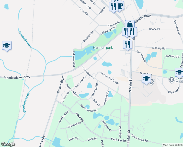 map of restaurants, bars, coffee shops, grocery stores, and more near 116 Horseshoe Loop in Swainsboro