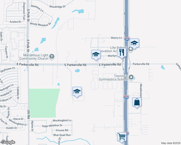 map of restaurants, bars, coffee shops, grocery stores, and more near 922 Hummingbird Drive in DeSoto