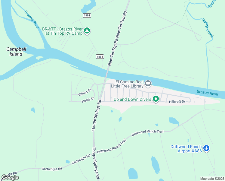 map of restaurants, bars, coffee shops, grocery stores, and more near 116 Songwood Drive in Weatherford