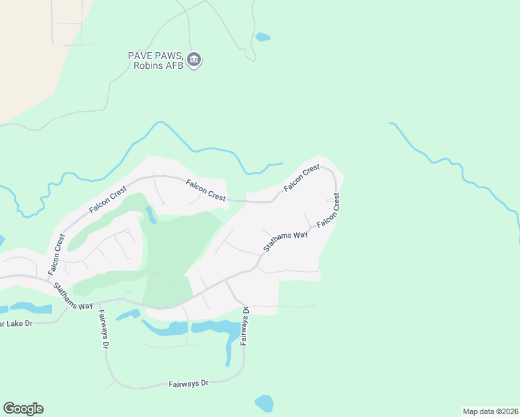 map of restaurants, bars, coffee shops, grocery stores, and more near 216 Falcon Crest in Warner Robins