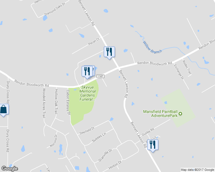 map of restaurants, bars, coffee shops, grocery stores, and more near 7410 Rendon Bloodworth Road in Mansfield