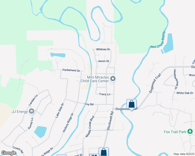 map of restaurants, bars, coffee shops, grocery stores, and more near 6001 Brookside Circle in Bossier City