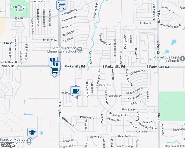 map of restaurants, bars, coffee shops, grocery stores, and more near 913 Urban Drive in DeSoto