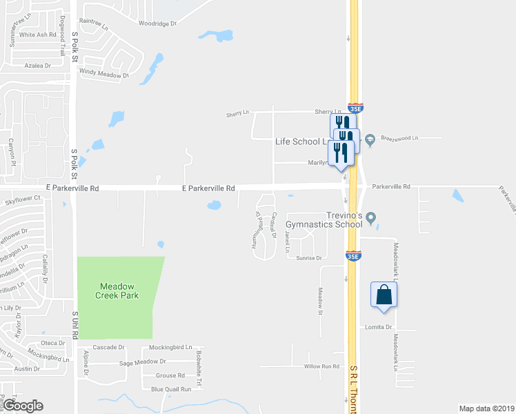 map of restaurants, bars, coffee shops, grocery stores, and more near 1208 Chaparral Drive in DeSoto