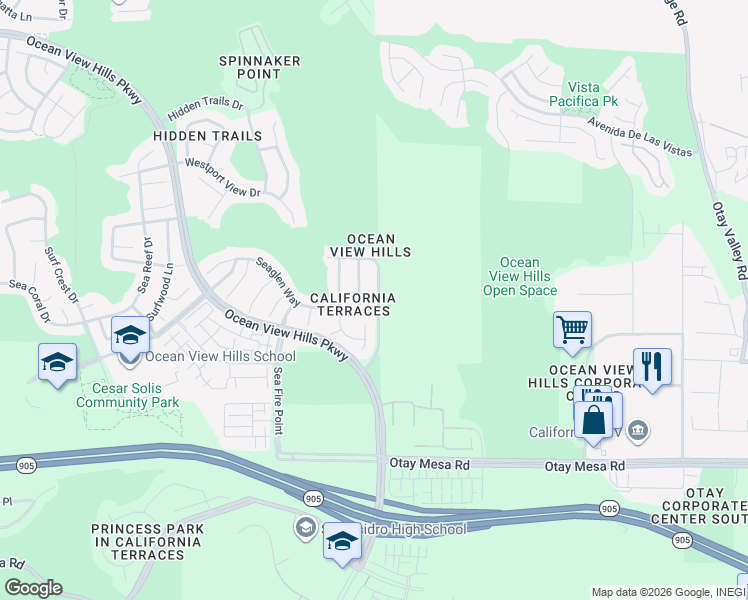 map of restaurants, bars, coffee shops, grocery stores, and more near 1231 Sea Strand Lane in San Diego