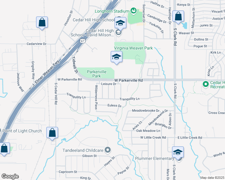 map of restaurants, bars, coffee shops, grocery stores, and more near 813 Serenity Drive in Cedar Hill