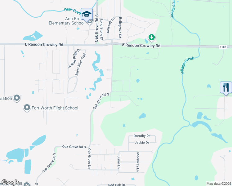 map of restaurants, bars, coffee shops, grocery stores, and more near 1608 Barrel Oak Drive in Burleson