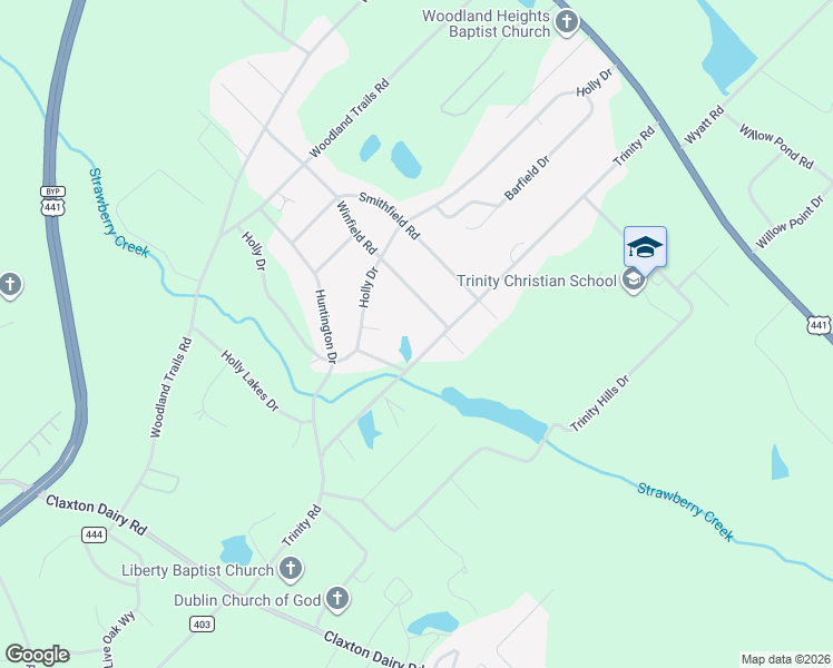 map of restaurants, bars, coffee shops, grocery stores, and more near 223 County Road 568 in Dublin