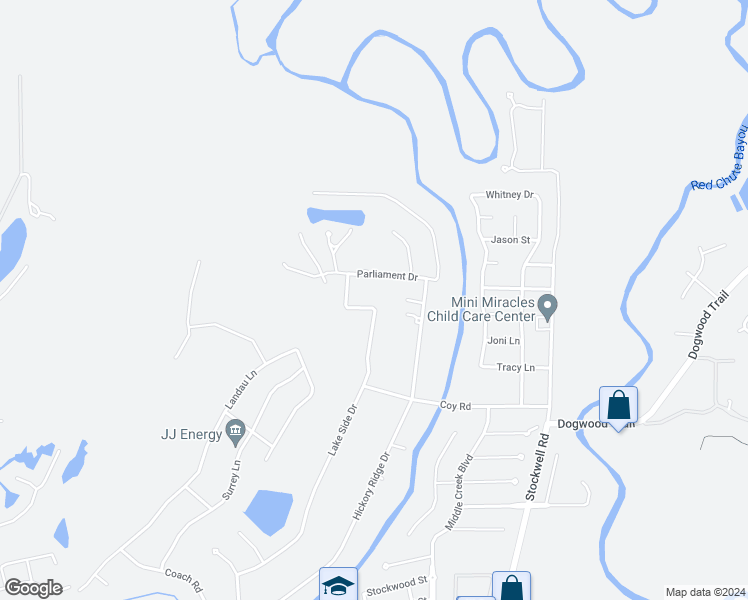 map of restaurants, bars, coffee shops, grocery stores, and more near 5726 Lake Side Drive in Bossier City