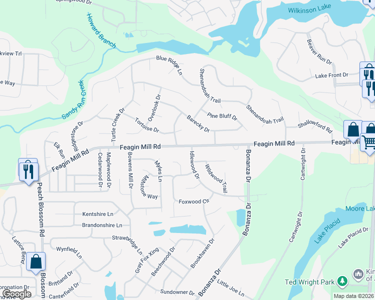 map of restaurants, bars, coffee shops, grocery stores, and more near 105 Idlewood Drive in Bonaire
