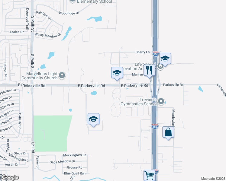 map of restaurants, bars, coffee shops, grocery stores, and more near 908 Hummingbird Drive in DeSoto