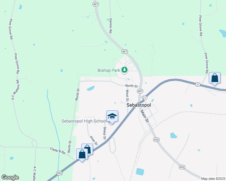 map of restaurants, bars, coffee shops, grocery stores, and more near 901 North Street in Sebastopol