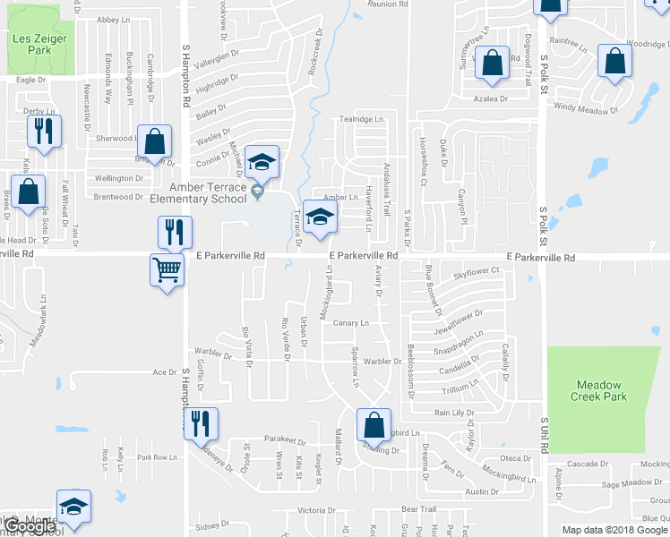 map of restaurants, bars, coffee shops, grocery stores, and more near 904 Mockingbird Lane in DeSoto