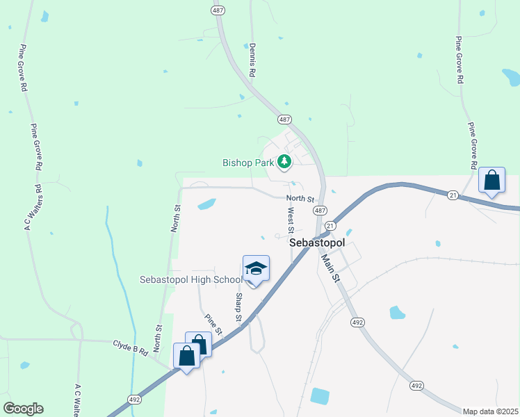 map of restaurants, bars, coffee shops, grocery stores, and more near 901 North Street in Sebastopol