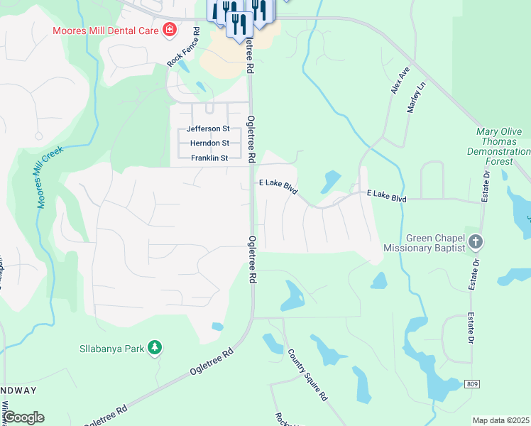 map of restaurants, bars, coffee shops, grocery stores, and more near 1684 Easton Court in Auburn