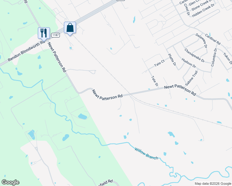 map of restaurants, bars, coffee shops, grocery stores, and more near 1830 Newt Patterson Road in Mansfield