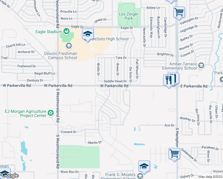 map of restaurants, bars, coffee shops, grocery stores, and more near 904 Wentwood Drive in DeSoto