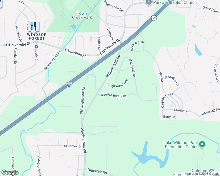 map of restaurants, bars, coffee shops, grocery stores, and more near 619 Tanglewood Avenue in Auburn