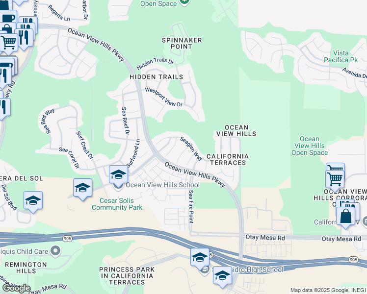 map of restaurants, bars, coffee shops, grocery stores, and more near 1210 Jade Cove Court in San Diego