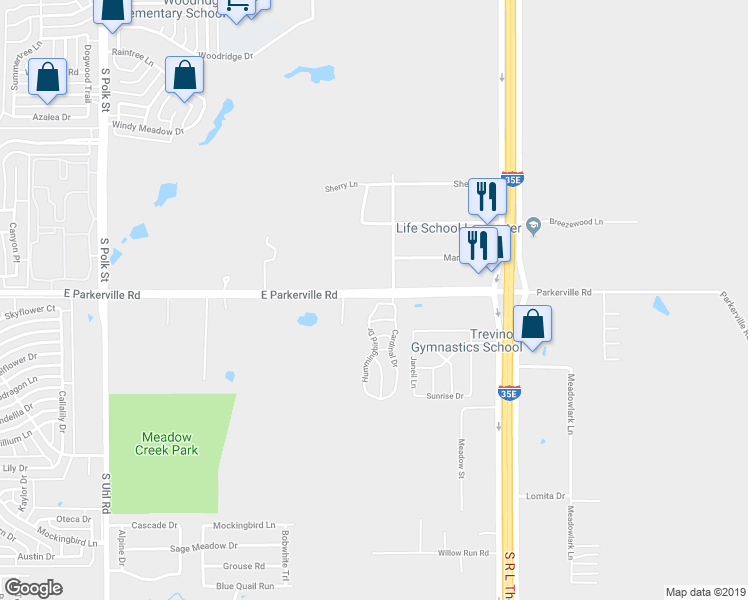 map of restaurants, bars, coffee shops, grocery stores, and more near 900 Hummingbird Drive in DeSoto