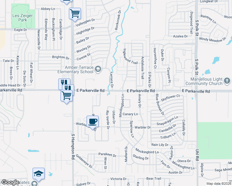map of restaurants, bars, coffee shops, grocery stores, and more near 903 Urban Drive in DeSoto