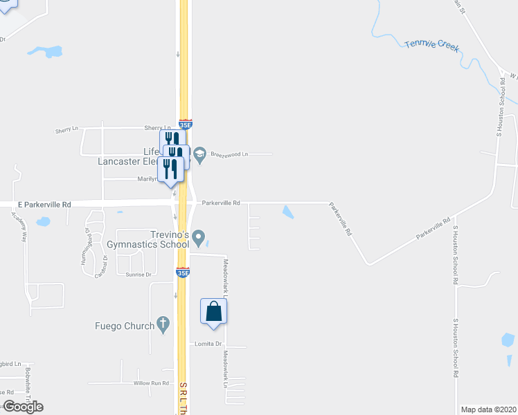 map of restaurants, bars, coffee shops, grocery stores, and more near 3130 Parkerville Road in Lancaster