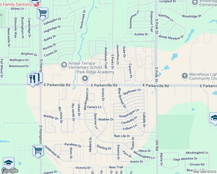 map of restaurants, bars, coffee shops, grocery stores, and more near 840 Andalusia Trail in DeSoto