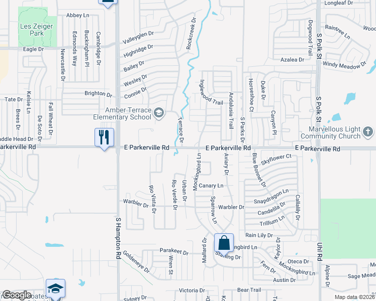 map of restaurants, bars, coffee shops, grocery stores, and more near 903 Urban Drive in DeSoto