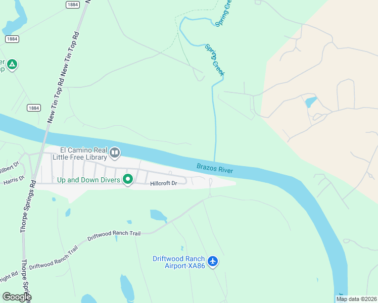 map of restaurants, bars, coffee shops, grocery stores, and more near 1085 River Ranch Lane in Weatherford