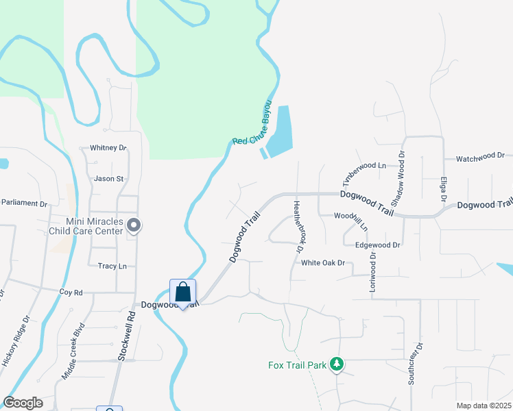 map of restaurants, bars, coffee shops, grocery stores, and more near 8105 Dogwood Trail in Haughton